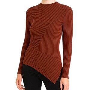 Topshop Womens Top Shirt Asymmetrical Side Slit Long Sleeve Mock Neck Size 2